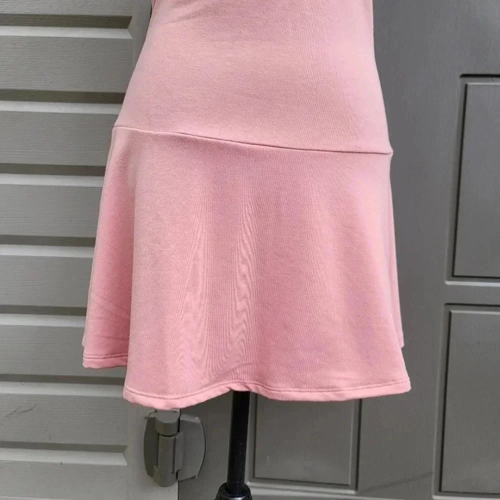 Soft Knit Short Sleeve Dress Keyhole Neckline Pink